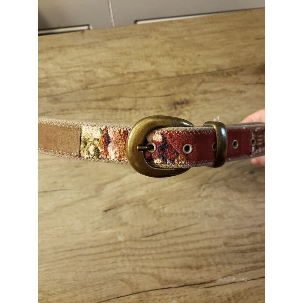 Vintage Two Blondes‎ NEW YORK SUEDE FABIC AND LEATHER BELT women M made in USA